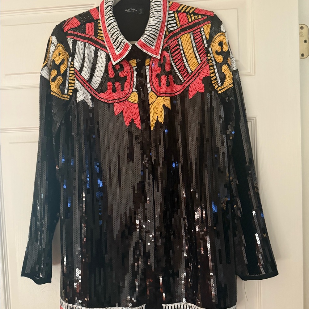 Nasty Gal Sequin Blazer with Bold Patterns - Picture 1 of 2